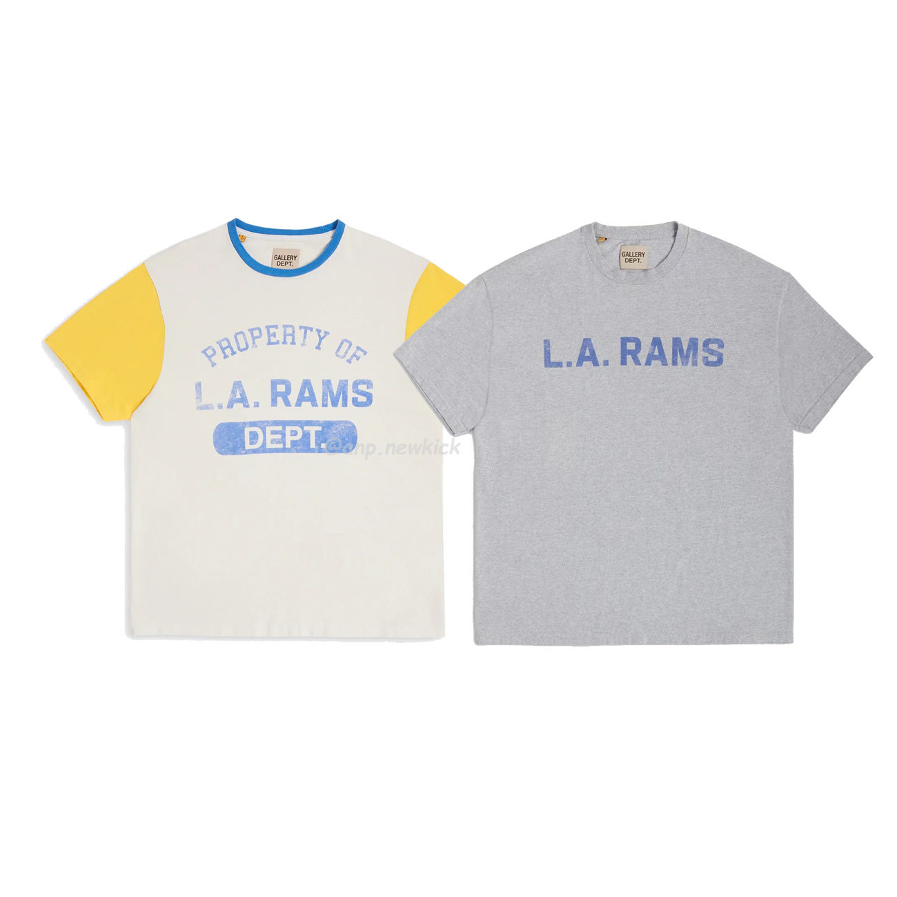 Gallery Dept X La Rams Color Block Tee Rams Co Branded Old Print Contrast Short Sleeve T Shirt (1) - newkick.cc